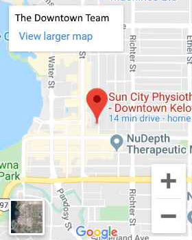 Kelowna Physiotherapy map showing downtown location