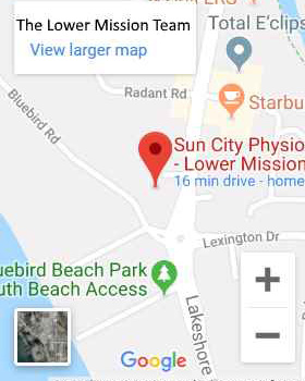 Kelowna Physiotherapy location shown on map in the Lower Mission.